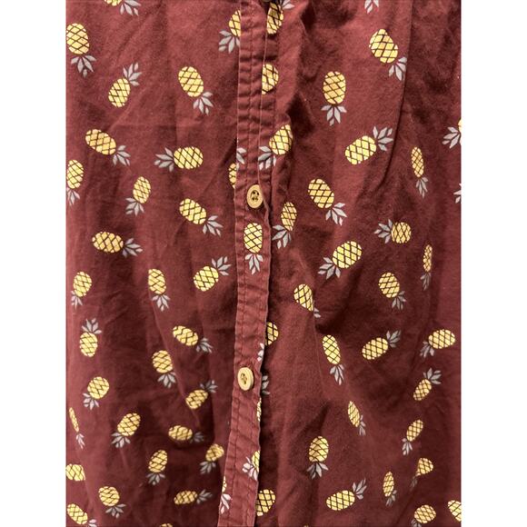 Carbon Shirt Mens 2XL Maroon Hawaiian Pineapple Cotton Short Sleeve‎ Button-Down - Picture 2 of 5